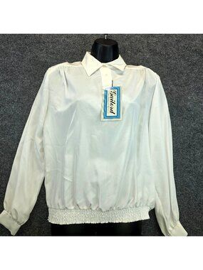 Vintage 80s Gailord Placket Blouse 8 White USA Smoked Minimalist Fairy Preppy